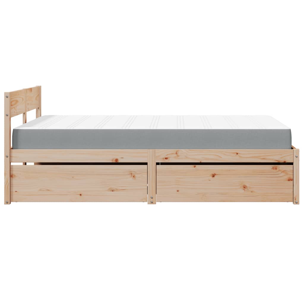 Bed met lades en matras massief grenenhout 120x200 cm is nu te koop bij PeponiXL, paradijselijk wonen!