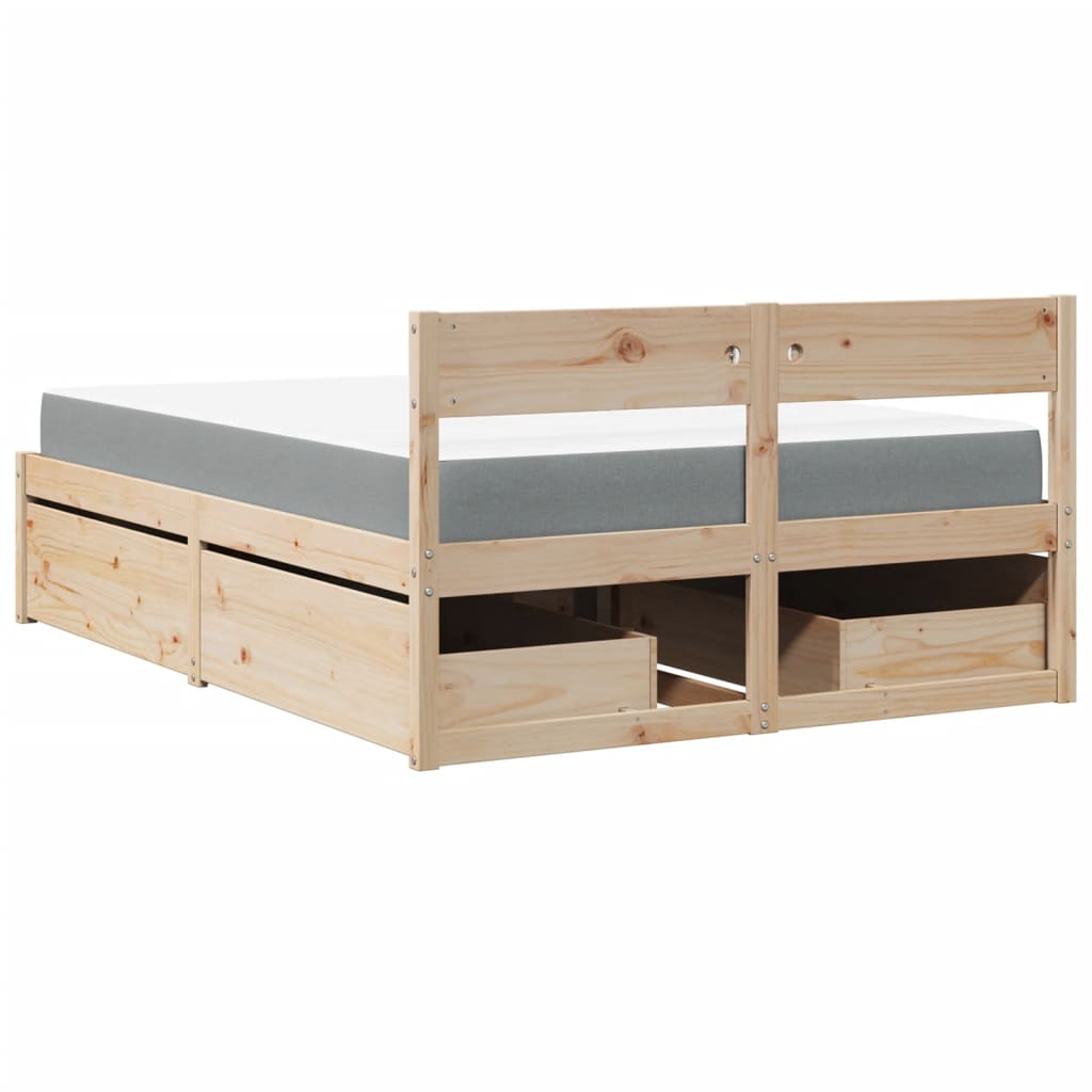 Bed met lades en matras massief grenenhout 120x200 cm is nu te koop bij PeponiXL, paradijselijk wonen!