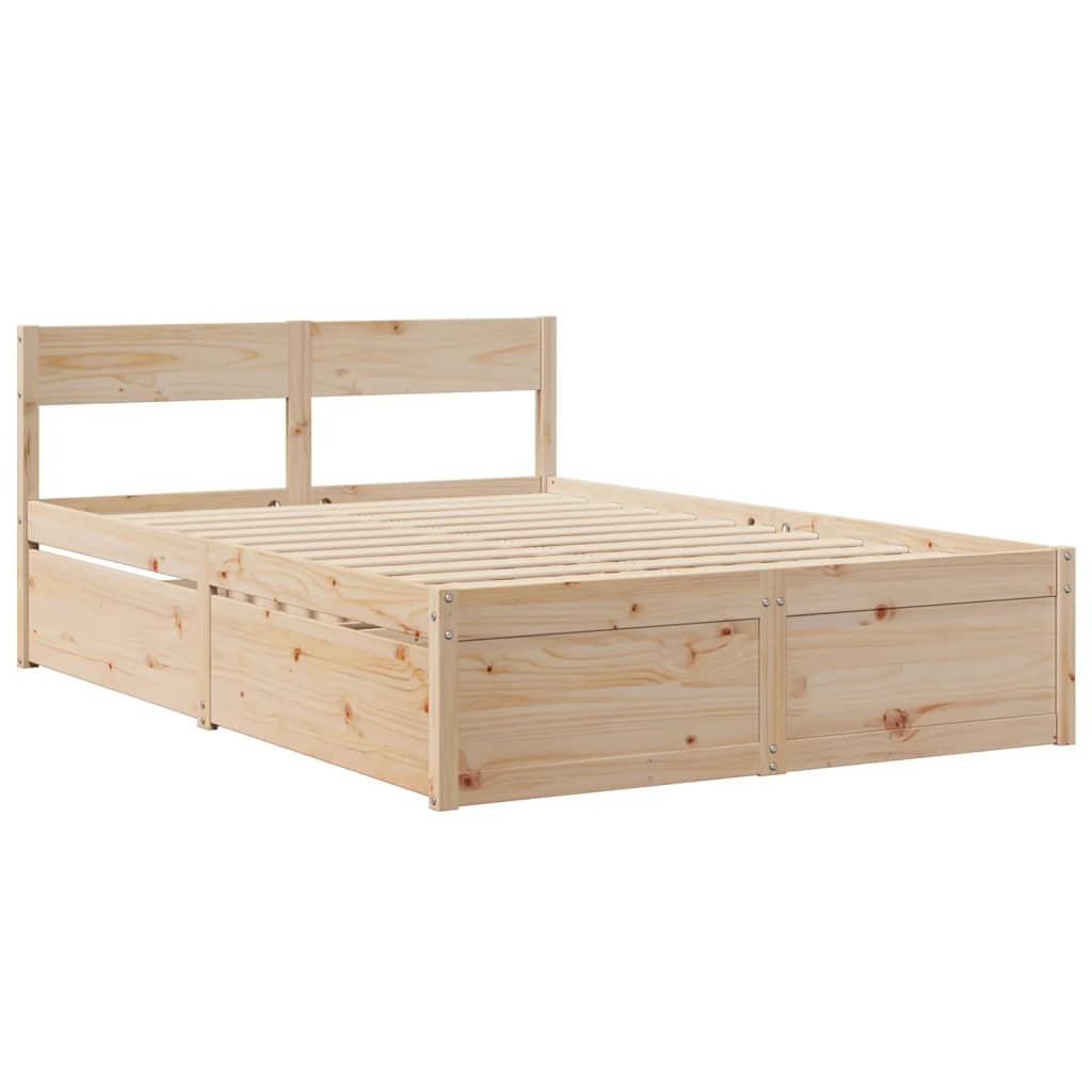 Bed met lades en matras massief grenenhout 120x200 cm is nu te koop bij PeponiXL, paradijselijk wonen!