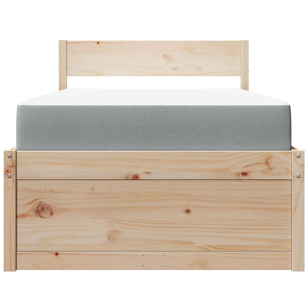 Bed met lades en matras massief grenenhout 90x200 cm is nu te koop bij PeponiXL, paradijselijk wonen!
