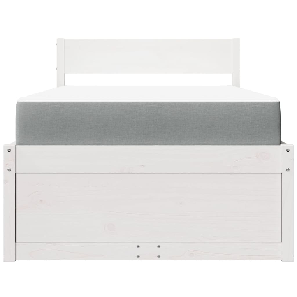 Bed met lades en matras massief grenenhout wit 90x200 cm is nu te koop bij PeponiXL, paradijselijk wonen!