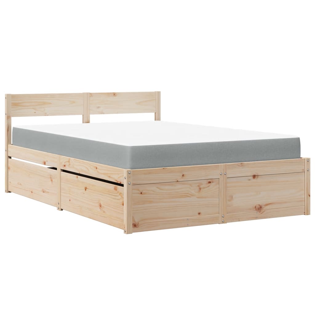 Bed met lades en matras massief grenenhout 140x190 cm is nu te koop bij PeponiXL, paradijselijk wonen!