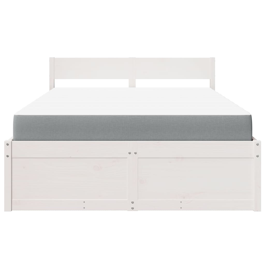 Bed met lades en matras massief grenenhout wit 140x190 cm is nu te koop bij PeponiXL, paradijselijk wonen!