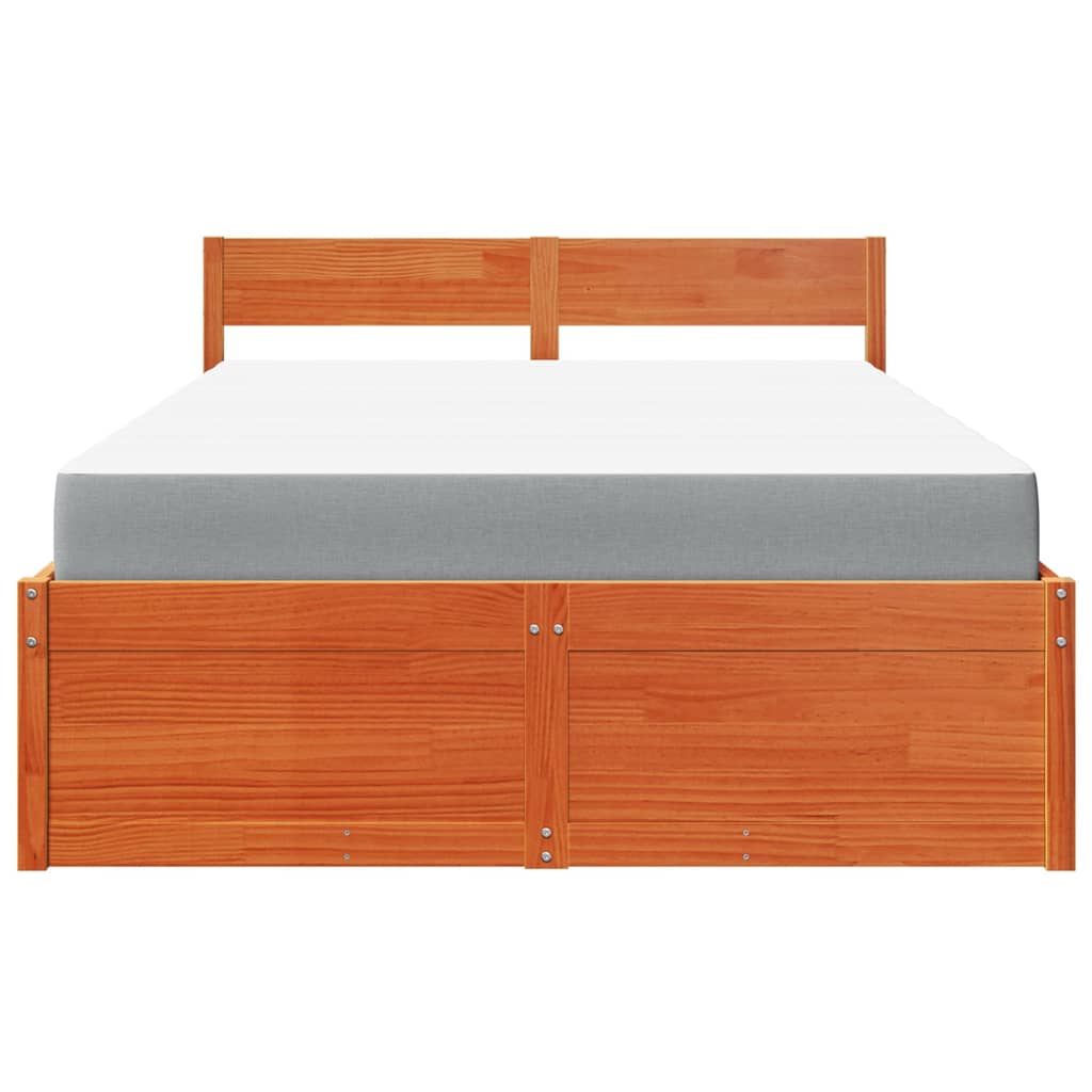 Bed met lades en matras massief grenenhout wasbruin 140x190 cm is nu te koop bij PeponiXL, paradijselijk wonen!