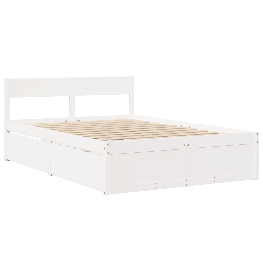 Bed met lades en matras massief grenenhout wit 120x190 cm is nu te koop bij PeponiXL, paradijselijk wonen!