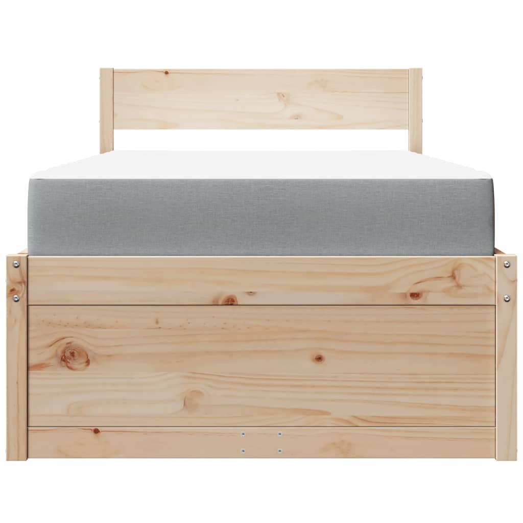Bed met lades en matras massief grenenhout 90x190 cm is nu te koop bij PeponiXL, paradijselijk wonen!