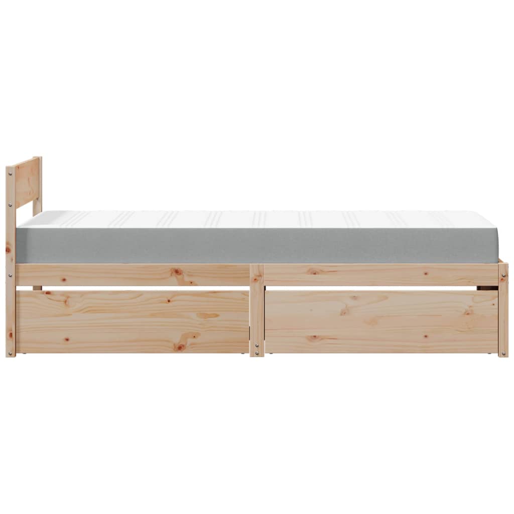 Bed met lades en matras massief grenenhout 90x190 cm is nu te koop bij PeponiXL, paradijselijk wonen!