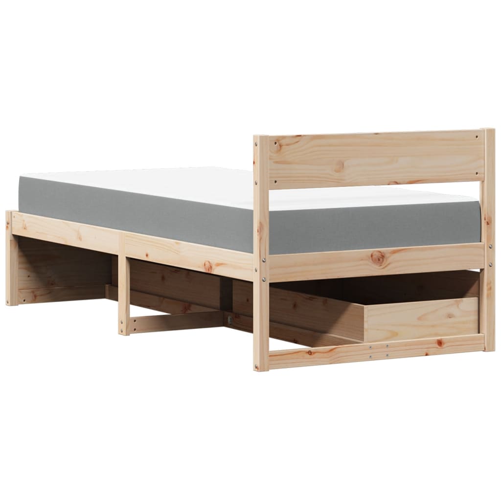 Bed met lades en matras massief grenenhout 90x190 cm is nu te koop bij PeponiXL, paradijselijk wonen!