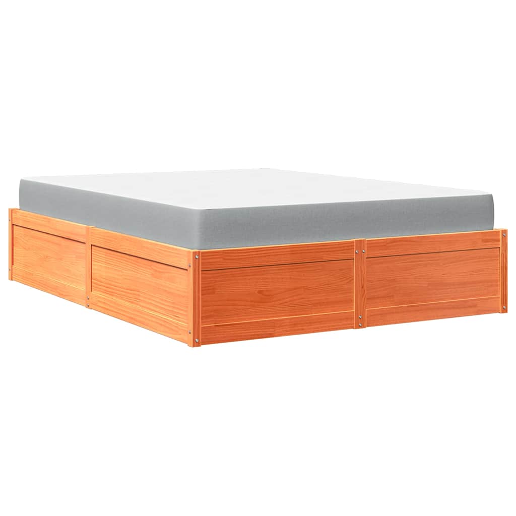 Bed met matras massief grenenhout wasbruin 140x200 cm is nu te koop bij PeponiXL, paradijselijk wonen!