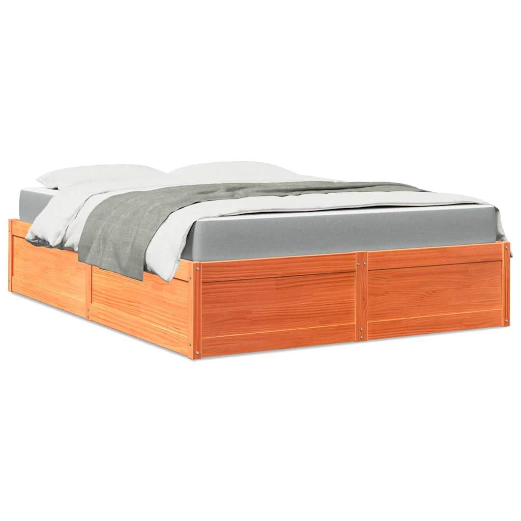 Bed met matras massief grenenhout wasbruin 140x200 cm is nu te koop bij PeponiXL, paradijselijk wonen!