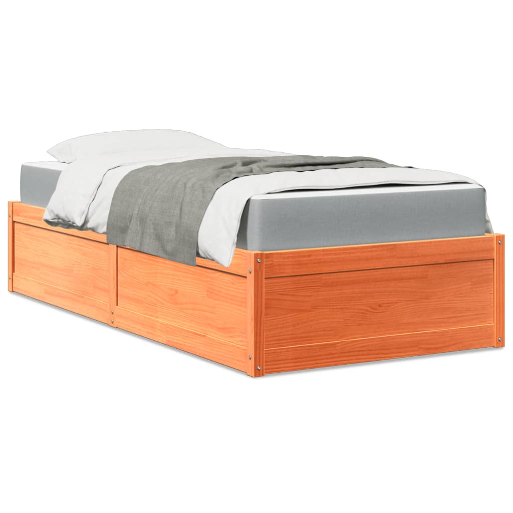 Bed met matras massief grenenhout wasbruin 100x200 cm is nu te koop bij PeponiXL, paradijselijk wonen!