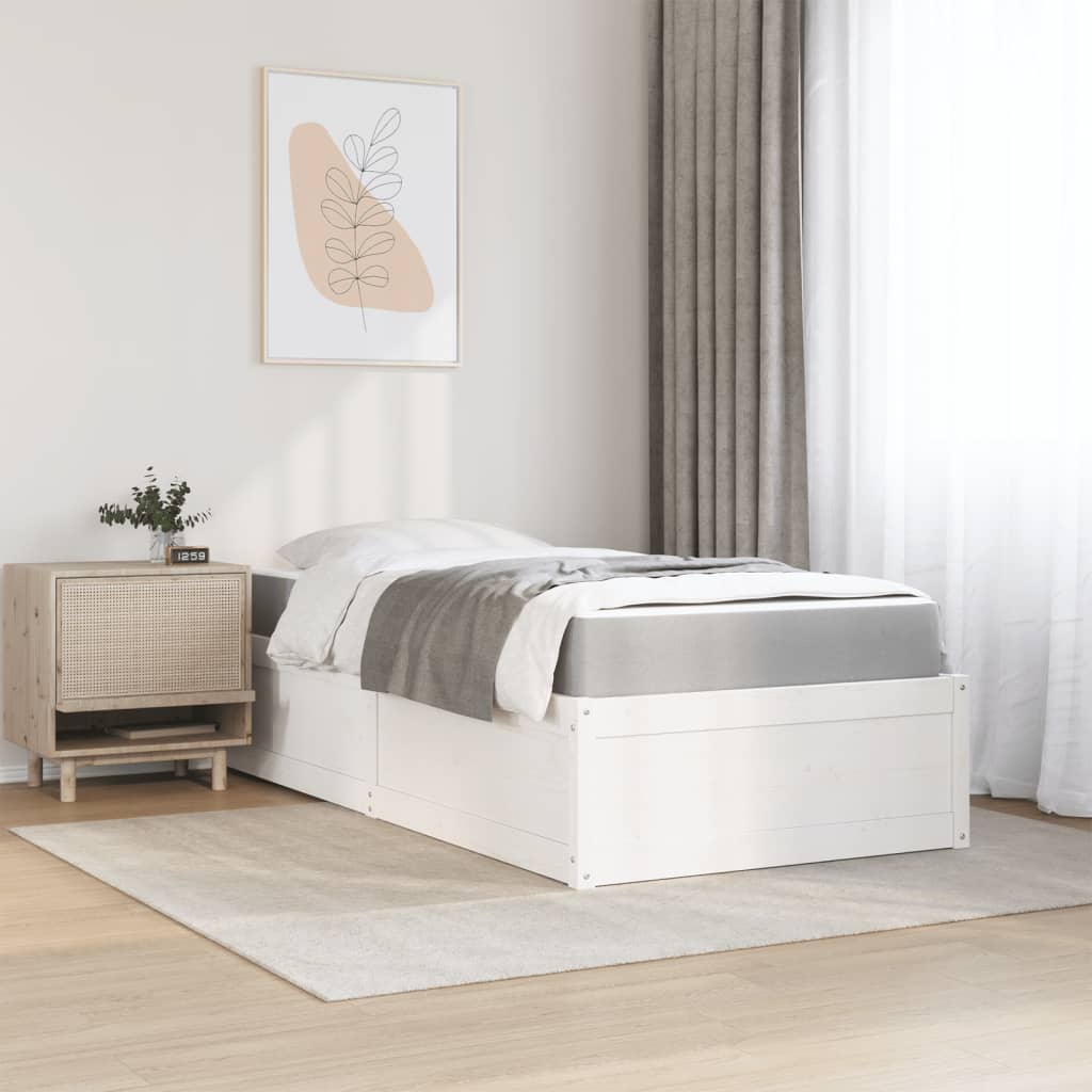 Bed met matras massief grenenhout wit 90x200 cm is nu te koop bij PeponiXL, paradijselijk wonen!
