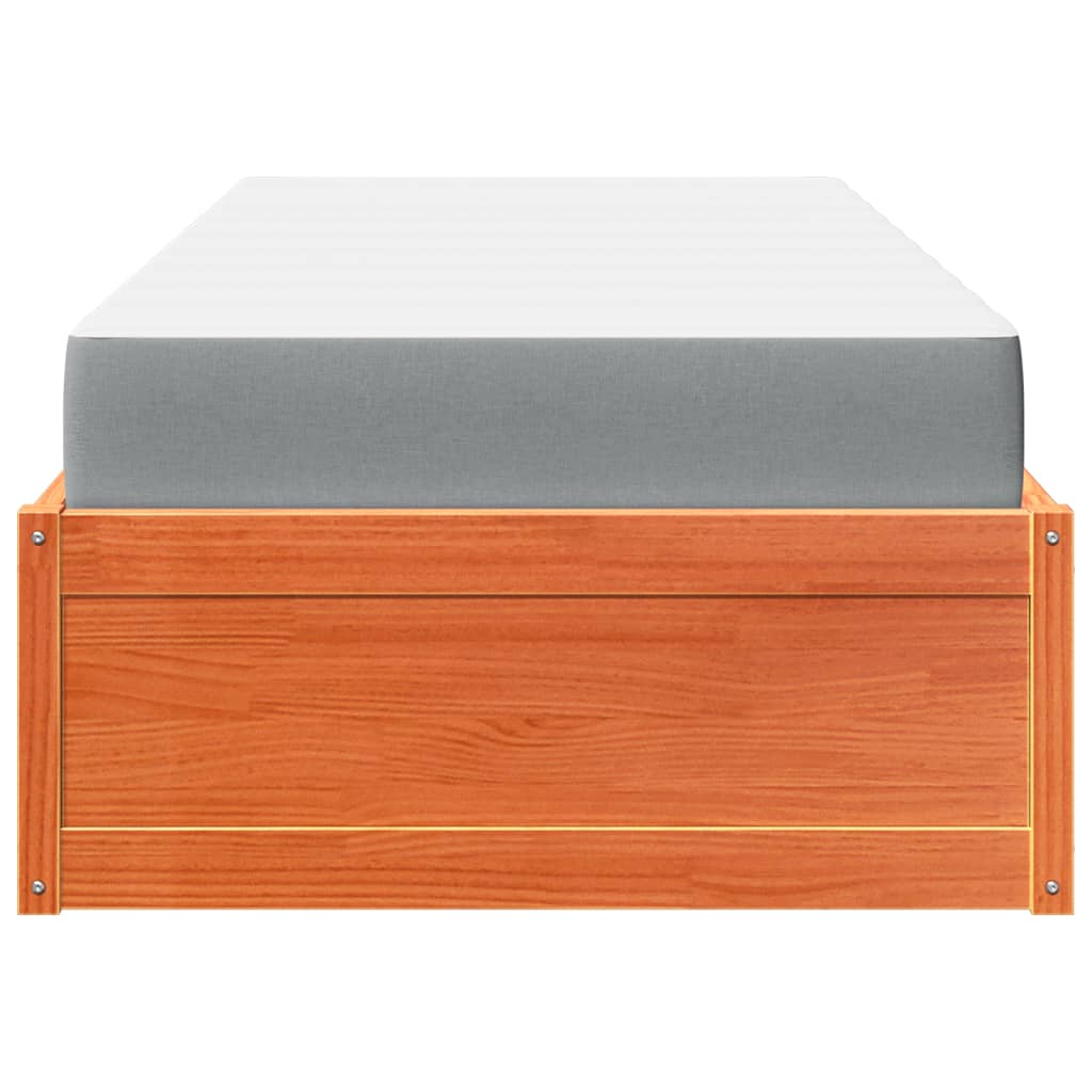 Bed met matras massief grenenhout wasbruin 90x200 cm is nu te koop bij PeponiXL, paradijselijk wonen!