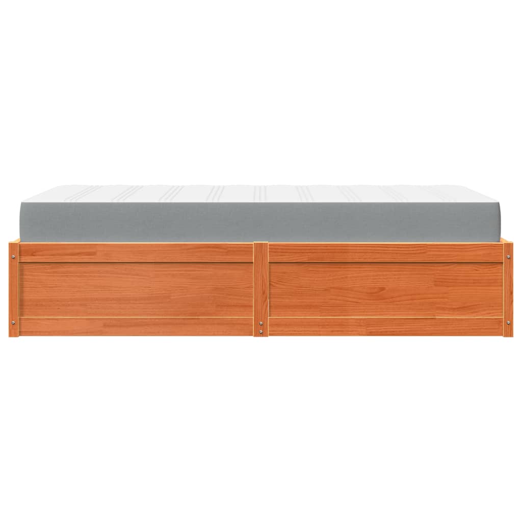 Bed met matras massief grenenhout wasbruin 90x200 cm is nu te koop bij PeponiXL, paradijselijk wonen!
