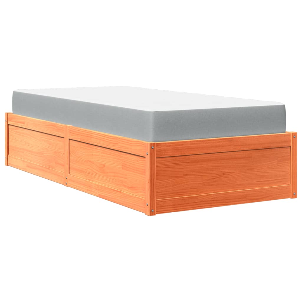 Bed met matras massief grenenhout wasbruin 90x200 cm is nu te koop bij PeponiXL, paradijselijk wonen!