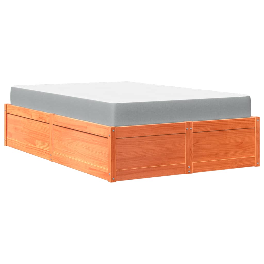 Bed met matras massief grenenhout wasbruin 140x190 cm is nu te koop bij PeponiXL, paradijselijk wonen!