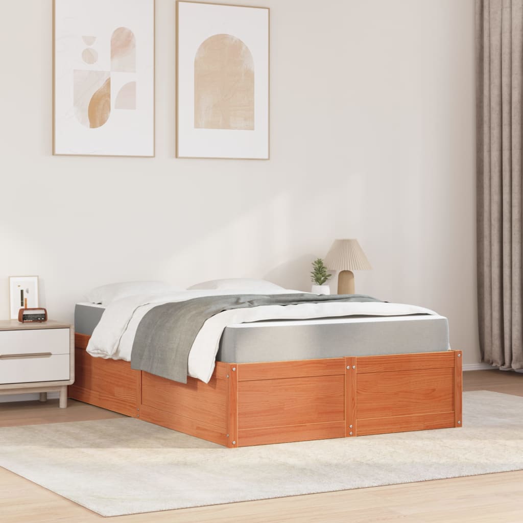 Bed met matras massief grenenhout wasbruin 140x190 cm is nu te koop bij PeponiXL, paradijselijk wonen!