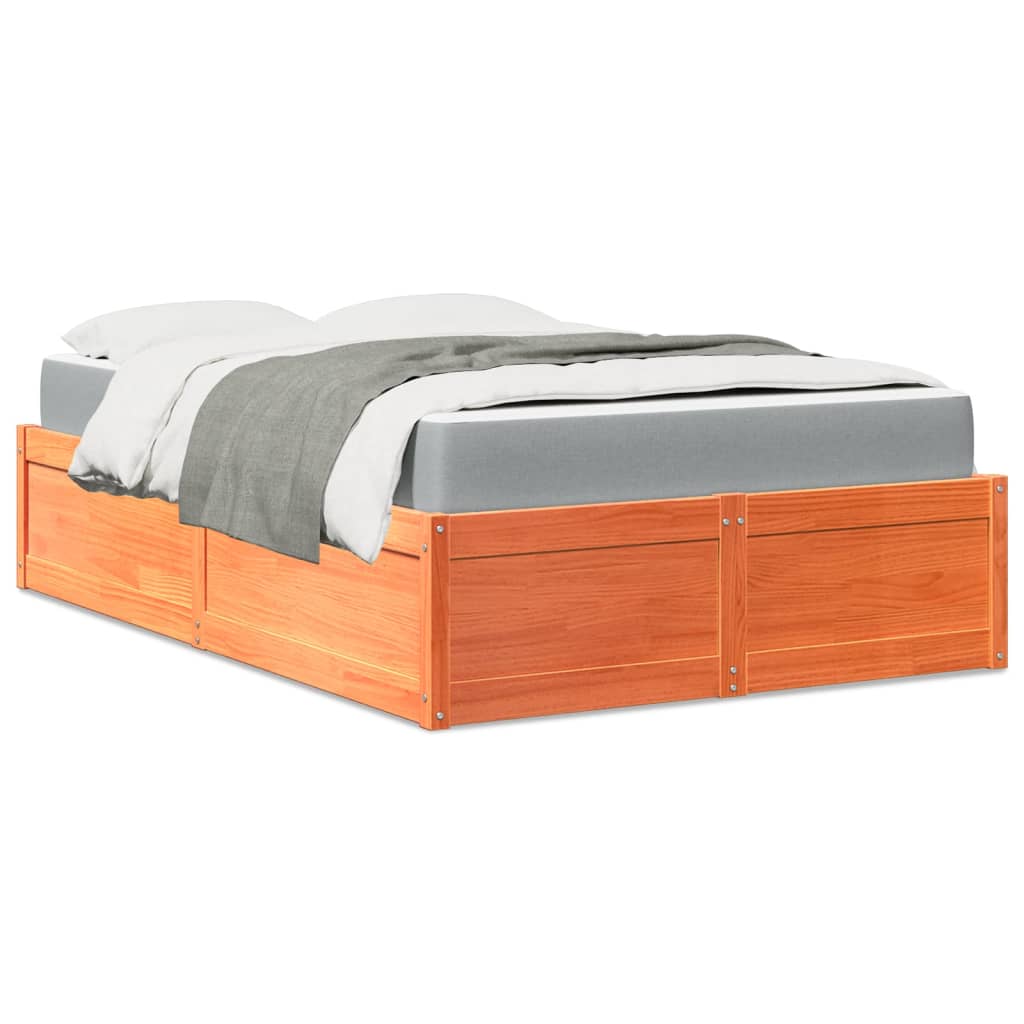 Bed met matras massief grenenhout wasbruin 140x190 cm is nu te koop bij PeponiXL, paradijselijk wonen!