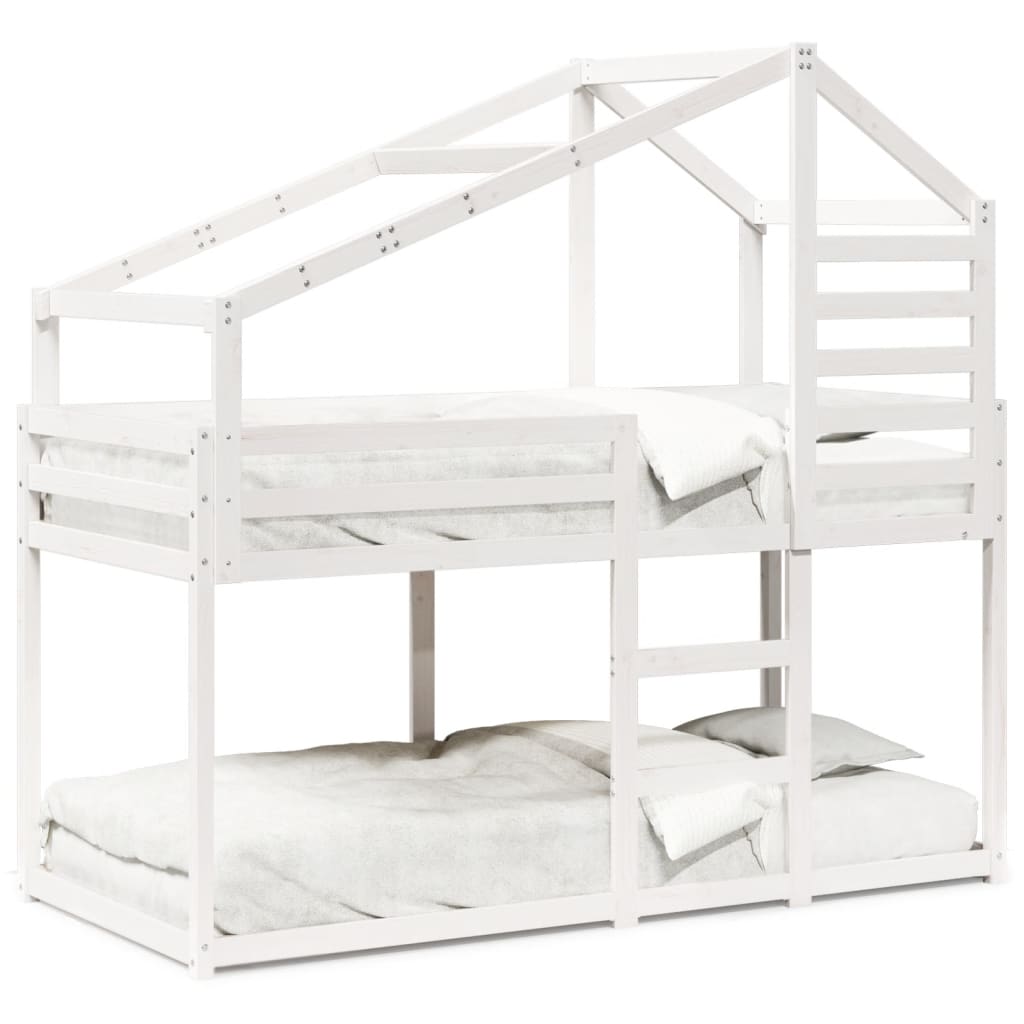 Stapelbed met bedhuis massief grenenhout wit 80x200 cm is nu te koop bij PeponiXL, paradijselijk wonen!