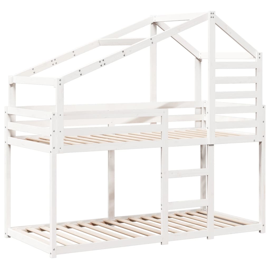Stapelbed met bedhuis massief grenenhout wit 80x200 cm is nu te koop bij PeponiXL, paradijselijk wonen!