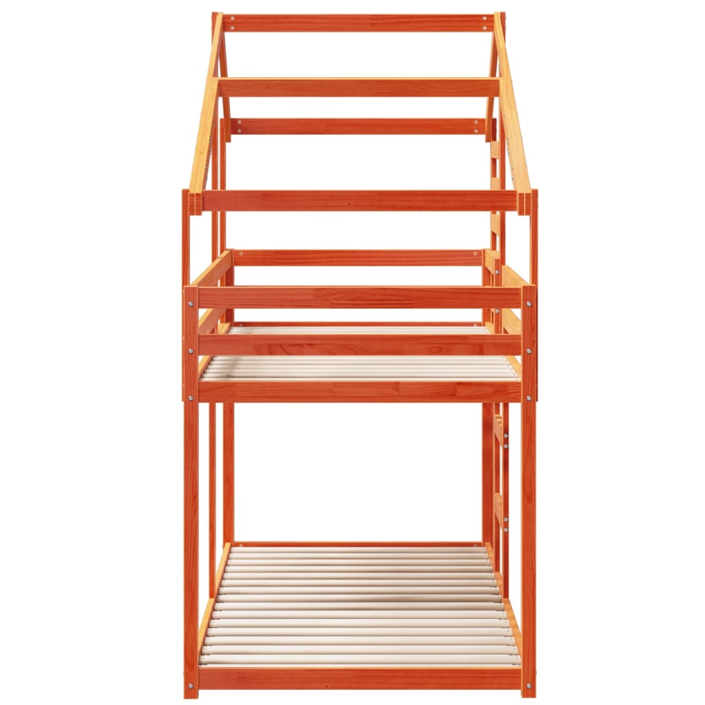 Stapelbed met dak massief grenenhout wasbruin 75x190 cm is nu te koop bij PeponiXL, paradijselijk wonen!