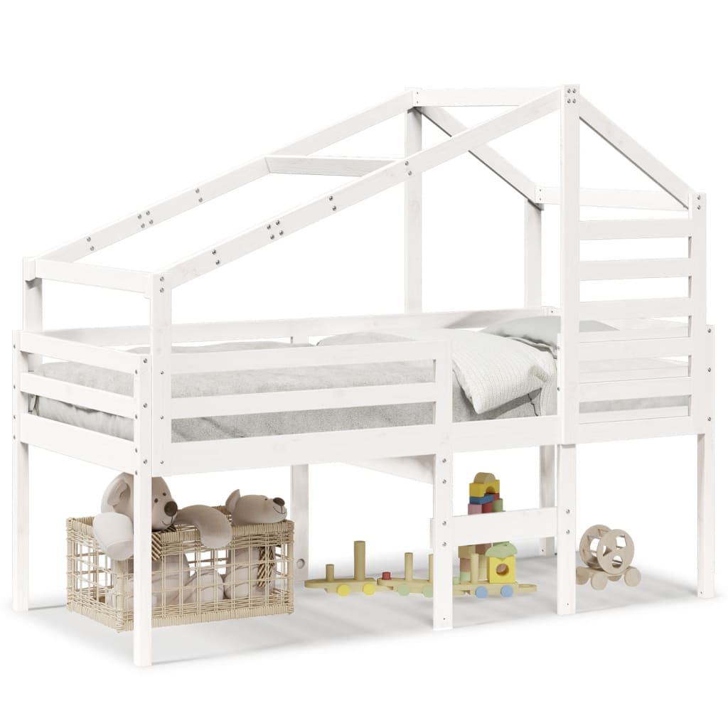 Hoogslaper met bedhuis 75x190 cm massief grenenhout wit is nu te koop bij PeponiXL, paradijselijk wonen!
