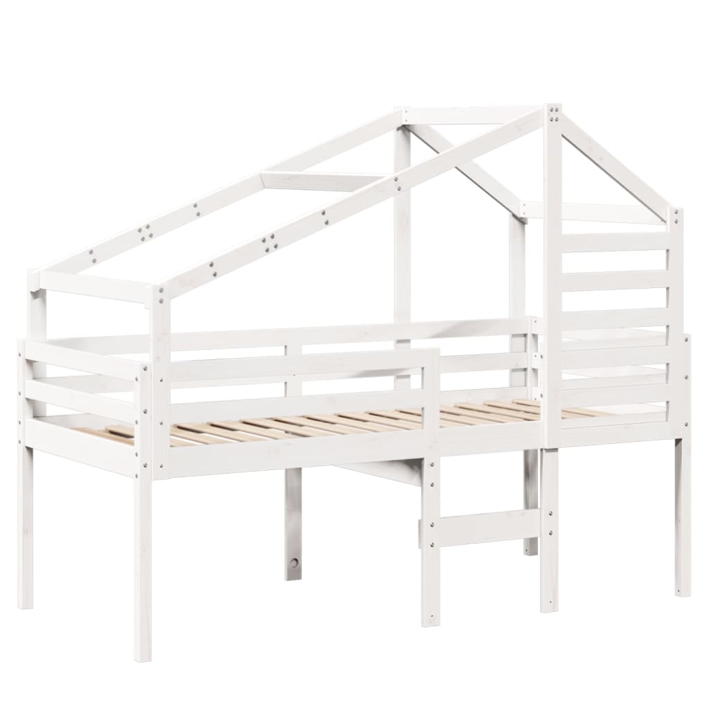 Hoogslaper met bedhuis 75x190 cm massief grenenhout wit is nu te koop bij PeponiXL, paradijselijk wonen!