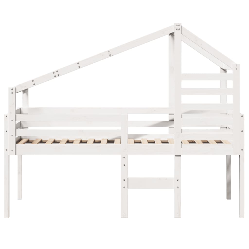 Hoogslaper met bedhuis 75x190 cm massief grenenhout wit is nu te koop bij PeponiXL, paradijselijk wonen!