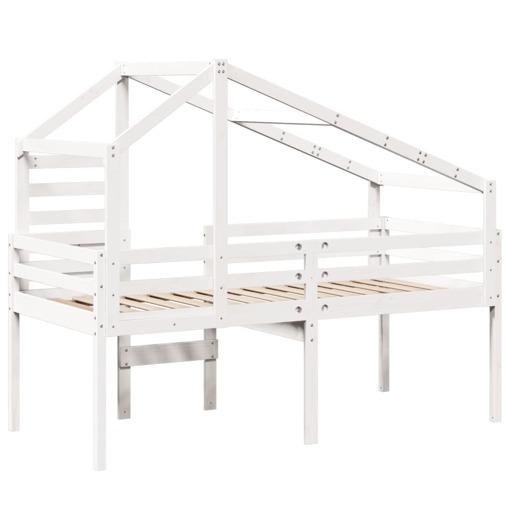 Hoogslaper met bedhuis 75x190 cm massief grenenhout wit is nu te koop bij PeponiXL, paradijselijk wonen!
