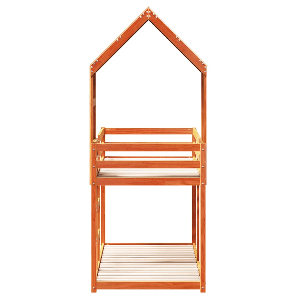 Stapelbed met dak massief grenenhout wasbruin 80x200 cm is nu te koop bij PeponiXL, paradijselijk wonen!