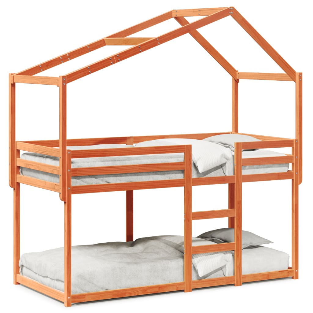 Stapelbed met bedhuis massief grenenhout wasbruin 90x200 cm is nu te koop bij PeponiXL, paradijselijk wonen!