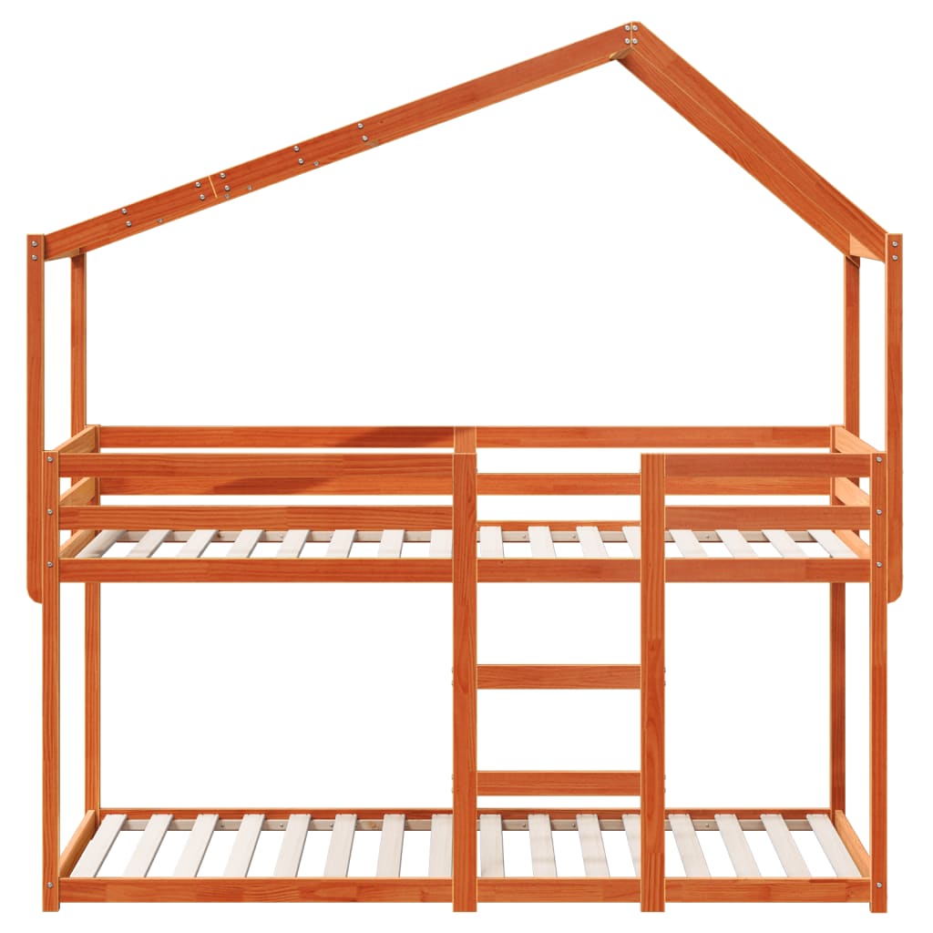 Stapelbed met bedhuis massief grenenhout wasbruin 90x200 cm is nu te koop bij PeponiXL, paradijselijk wonen!