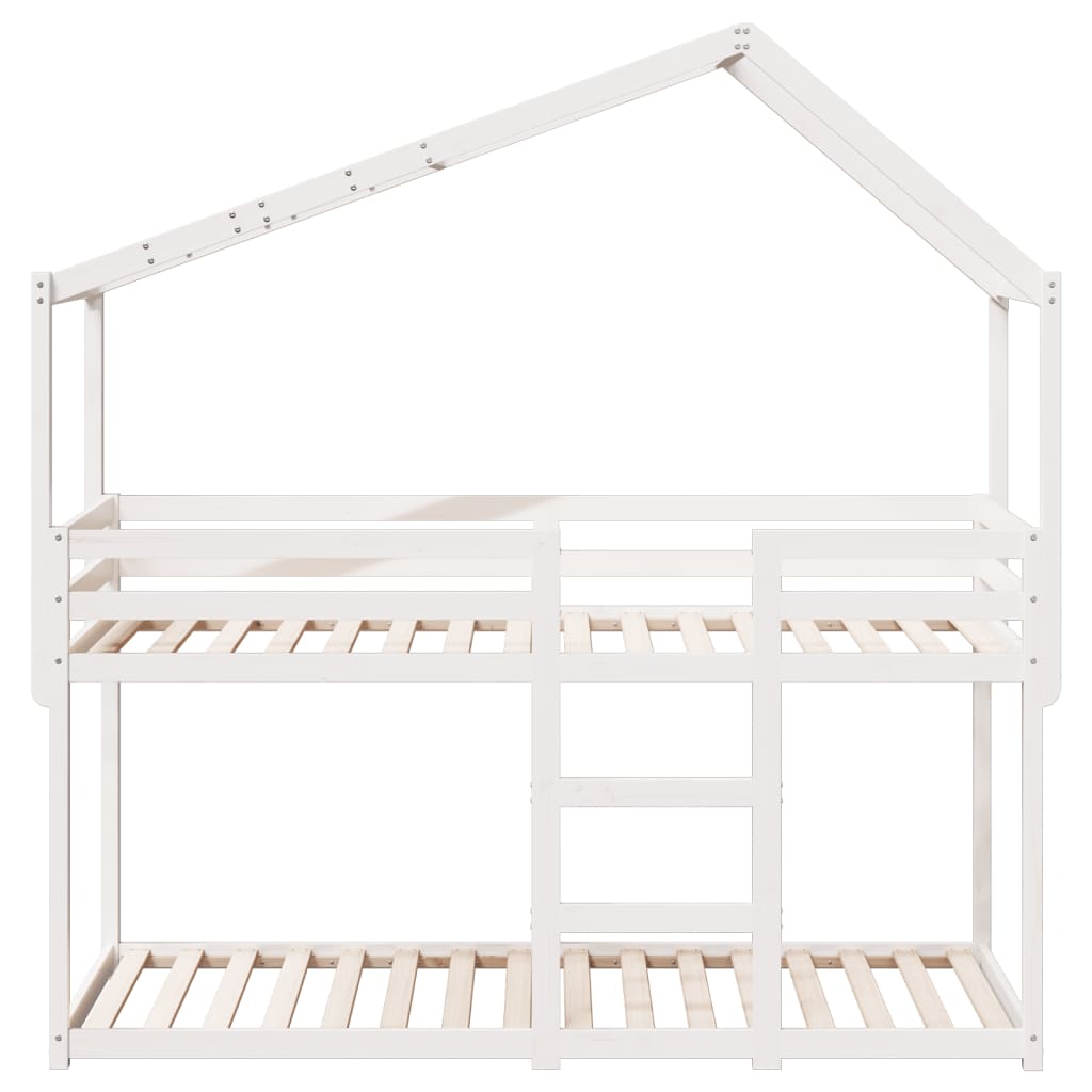Stapelbed met bedhuis massief grenenhout wit 80x200 cm is nu te koop bij PeponiXL, paradijselijk wonen!