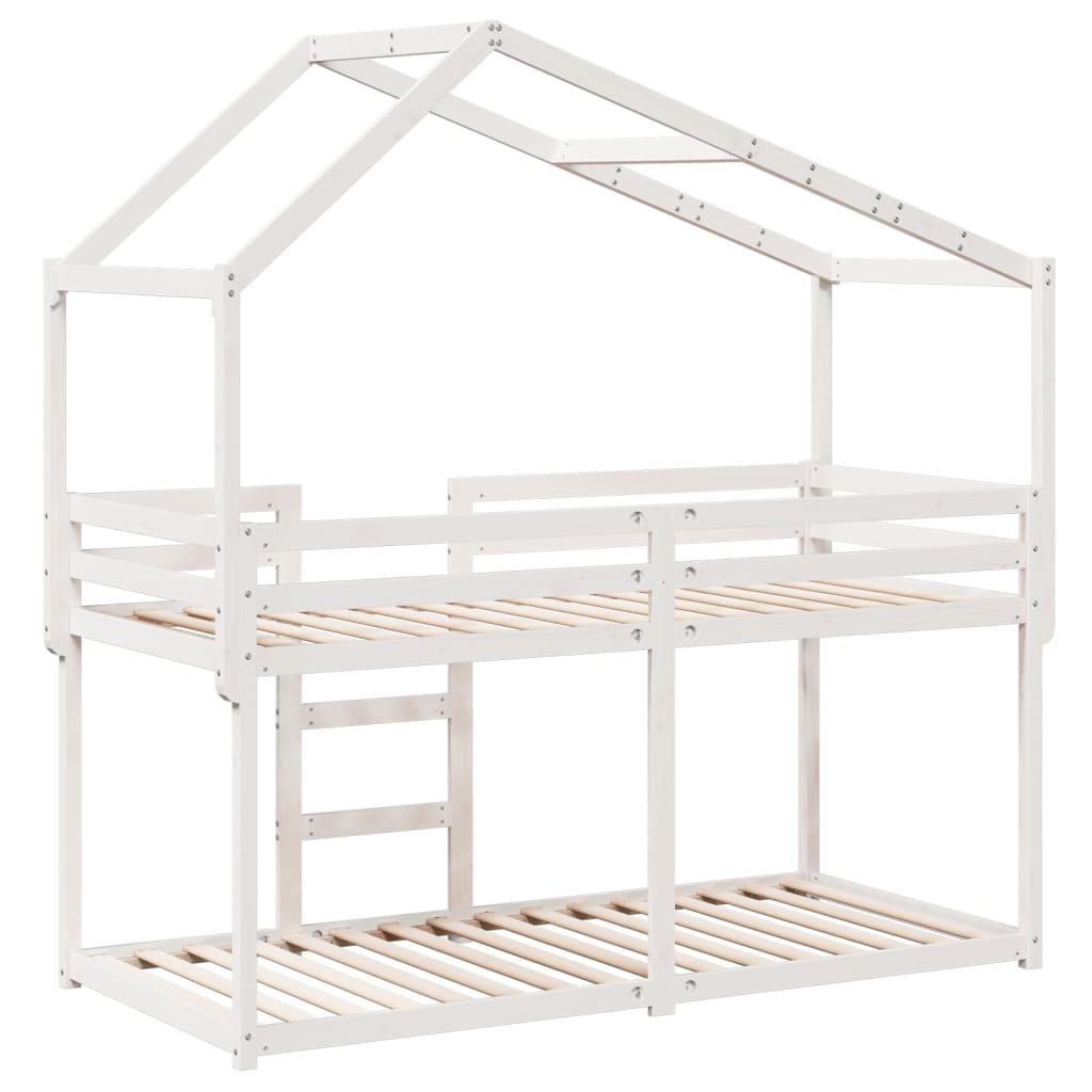 Stapelbed met bedhuis massief grenenhout wit 80x200 cm is nu te koop bij PeponiXL, paradijselijk wonen!