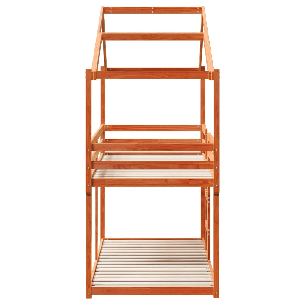 Stapelbed met dak massief grenenhout wasbruin 80x200 cm is nu te koop bij PeponiXL, paradijselijk wonen!