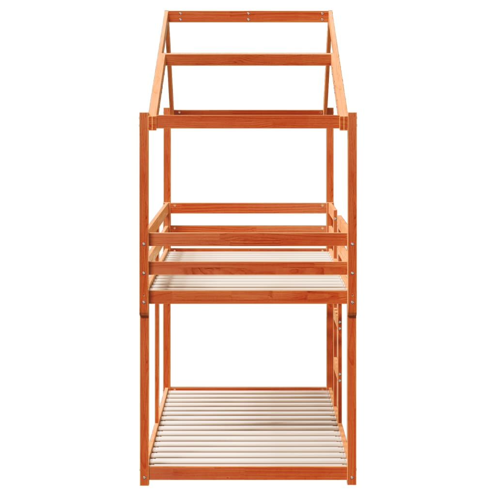 Stapelbed met dak massief grenenhout wasbruin 90x190 cm is nu te koop bij PeponiXL, paradijselijk wonen!