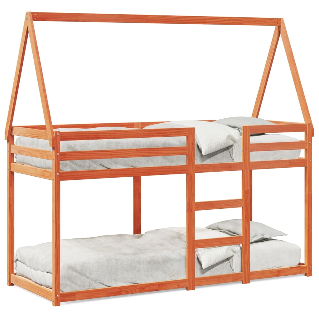 Stapelbed met bedhuis massief grenenhout wasbruin 90x200 cm is nu te koop bij PeponiXL, paradijselijk wonen!