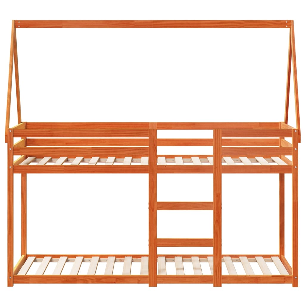 Stapelbed met bedhuis massief grenenhout wasbruin 90x200 cm is nu te koop bij PeponiXL, paradijselijk wonen!