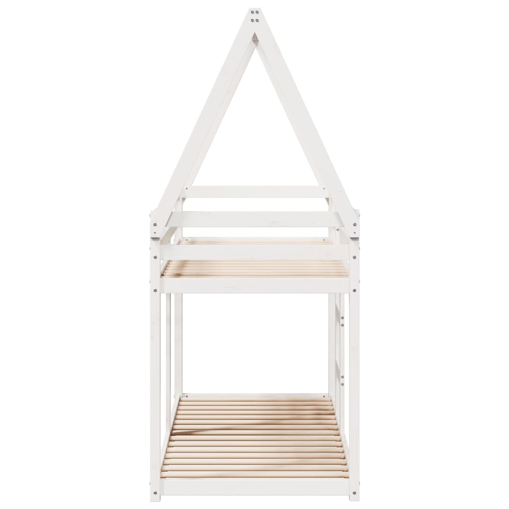 Stapelbed met bedhuis massief grenenhout wit 80x200 cm is nu te koop bij PeponiXL, paradijselijk wonen!