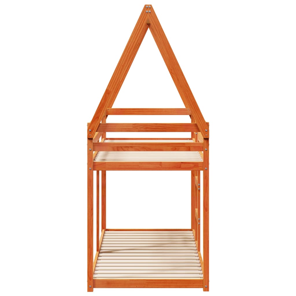 Stapelbed met dak massief grenenhout wasbruin 80x200 cm is nu te koop bij PeponiXL, paradijselijk wonen!