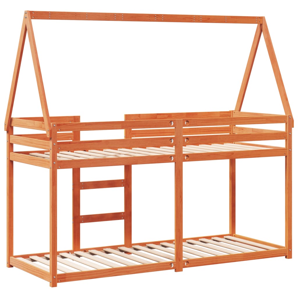 Stapelbed met dak massief grenenhout wasbruin 80x200 cm is nu te koop bij PeponiXL, paradijselijk wonen!