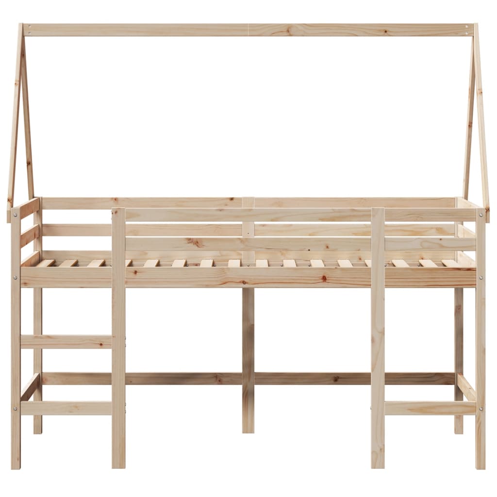 Halfhoogslaper met ladder en bedhuis grenenhout 80x200 cm is nu te koop bij PeponiXL, paradijselijk wonen!