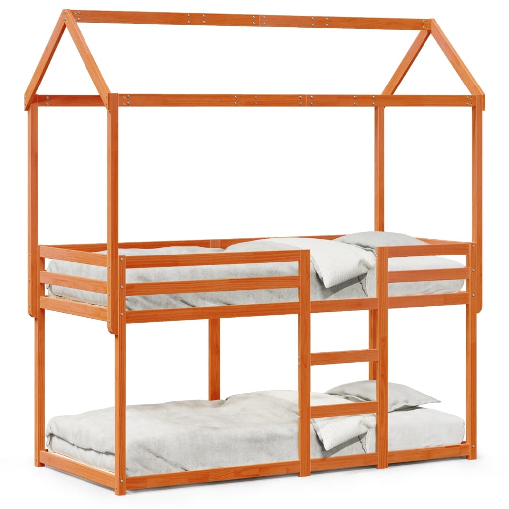 Stapelbed met bedhuis massief grenenhout wasbruin 90x200 cm is nu te koop bij PeponiXL, paradijselijk wonen!