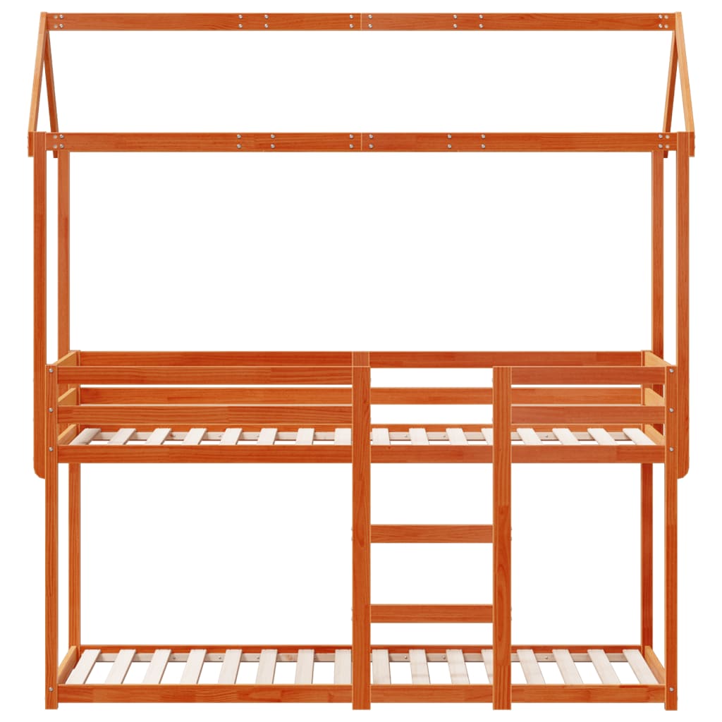 Stapelbed met bedhuis massief grenenhout wasbruin 90x200 cm is nu te koop bij PeponiXL, paradijselijk wonen!