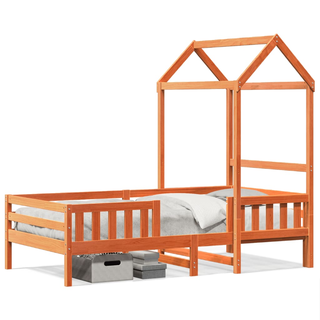 Bedframe met huisje massief grenenhout wasbruin 100x200 cm is nu te koop bij PeponiXL, paradijselijk wonen!