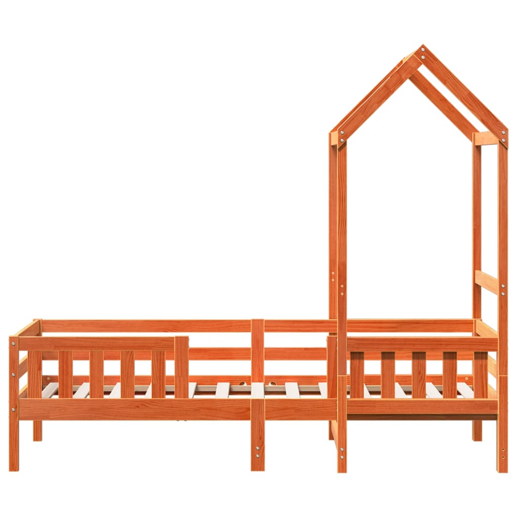 Bedframe met huisje massief grenenhout wasbruin 100x200 cm is nu te koop bij PeponiXL, paradijselijk wonen!