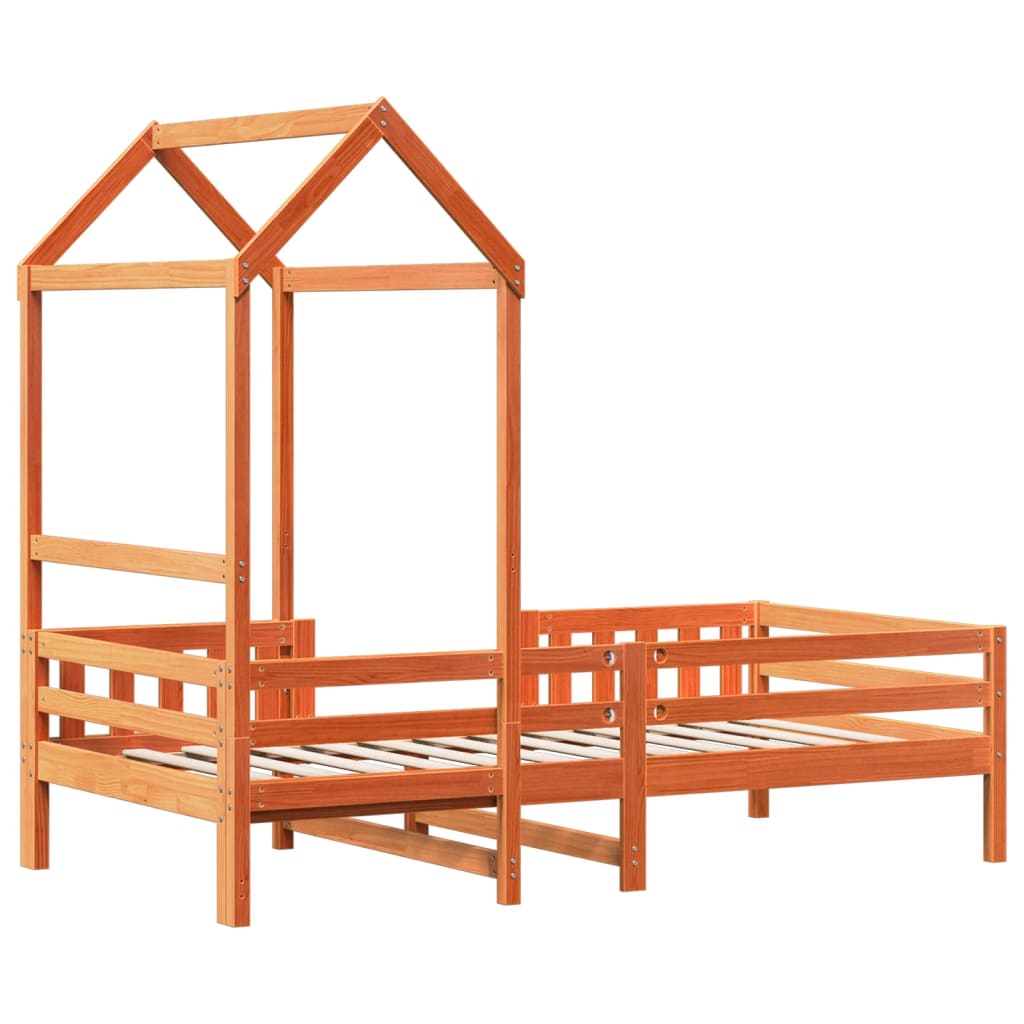Bedframe met huisje massief grenenhout wasbruin 90x200 cm is nu te koop bij PeponiXL, paradijselijk wonen!