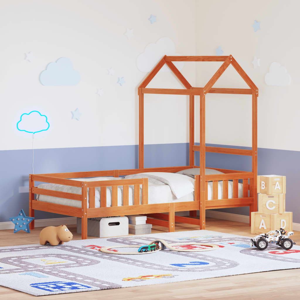 Bedframe met huisje massief grenenhout wasbruin 90x190 cm is nu te koop bij PeponiXL, paradijselijk wonen!
