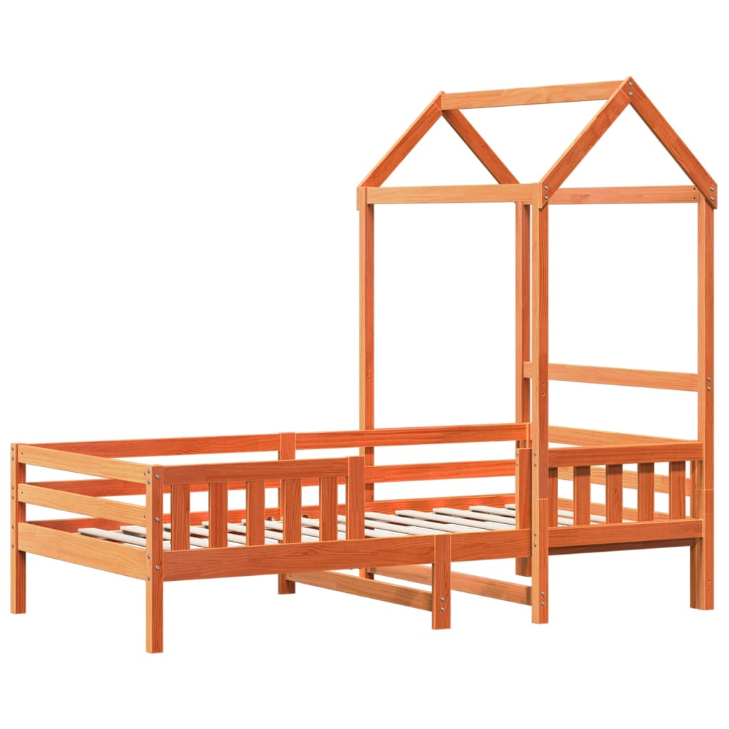 Bedframe met huisje massief grenenhout wasbruin 75x190 cm is nu te koop bij PeponiXL, paradijselijk wonen!