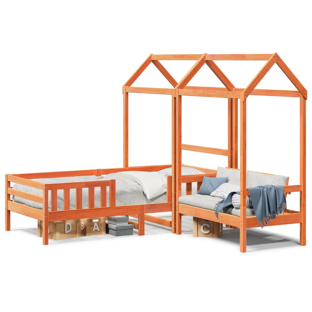 Kinderbed met huisje massief grenenhout wasbruin 90x200 cm is nu te koop bij PeponiXL, paradijselijk wonen!